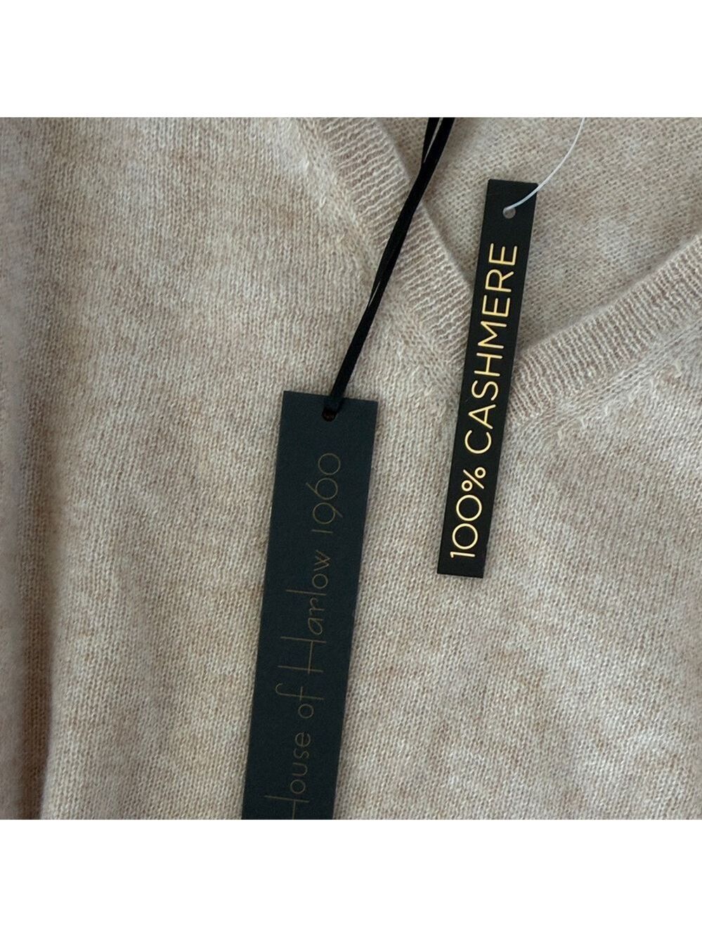 House of Harlow 1960 Cashmere V-Neck Sweater - Soft Tan - Picture 4 of 4